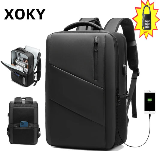 Business 16 Inch Travel Backpack Large Backpack USB Charging Port Men Fashion Backpack with Free Anti-Theft Lock 2051