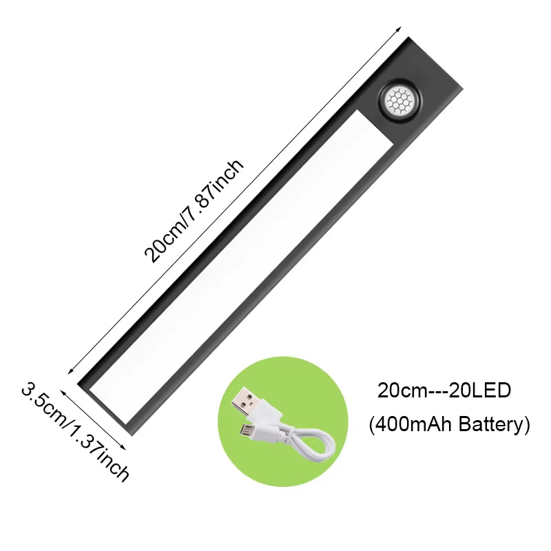 Motion Sensor Light Wireless LED Night Light USB Rechargeable Night Lamp Cabinet Wardrobe Lamp under Backlight for Kitchen