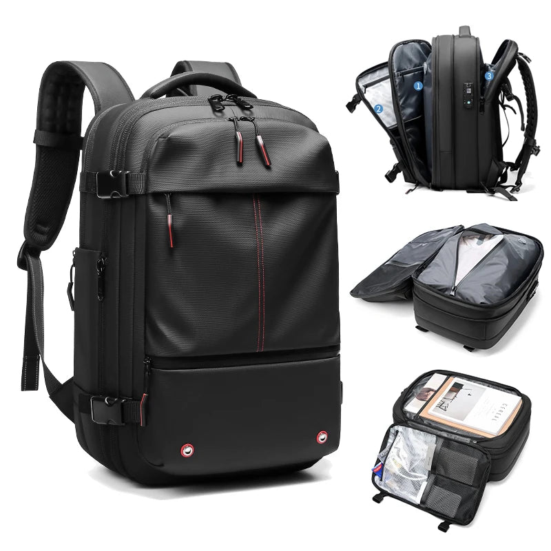 Zaino da Viaggio per Laptop 17" - Zaino Espandibile e Compatto per Scuola e Affari, Grande Capacità e Compressione Sottovuoto